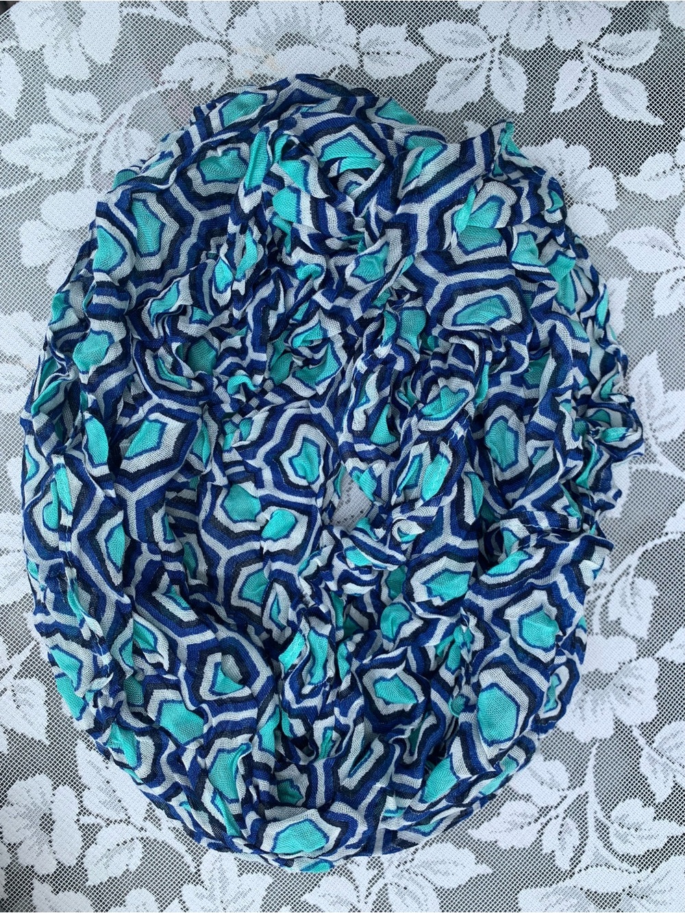 Blue & Teal Geometric Lightweight Women's Scarf